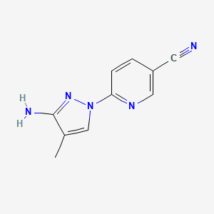 molecular formula C10H9N5 B1528714 6-(3-amino-4-methyl-1H-pyrazol-1-yl)pyridine-3-carbonitrile CAS No. 1339553-89-7