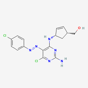 molecular formula C16H16Cl2N6O B15287317 Rel-((1R,4S)-4-((2-amino-6-chloro-5-((E)-(4-chlorophenyl)diazenyl)pyrimidin-4-yl)amino)cyclopent-2-en-1-yl)methanol 