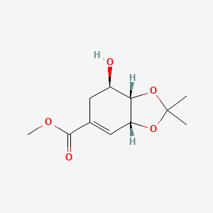 molecular formula C11H16O5 B15287406 Methyl (3aR,7R,7aS)-3a,6,7,7a-tetrahydro-7-hydroxy-2,2-dimethyl-1,3-benzodioxole-5-carboxylate CAS No. 88165-26-8