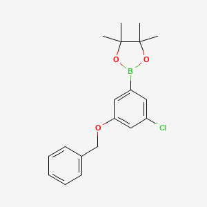 molecular formula C19H22BClO3 B15287916 3-(Benzoxy)-5-chlorophenylboronic acid pinacol ester 