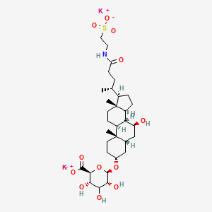 molecular formula C32H51K2NO12S B15287943 dipotassium;(2S,3S,5R,6R)-3,4,5-trihydroxy-6-[[(3R,5R,7S,8R,9S,10S,13R,14S,17R)-7-hydroxy-10,13-dimethyl-17-[(2R)-5-oxo-5-(2-sulfonatoethylamino)pentan-2-yl]-2,3,4,5,6,7,8,9,11,12,14,15,16,17-tetradecahydro-1H-cyclopenta[a]phenanthren-3-yl]oxy]oxane-2-carboxylate 