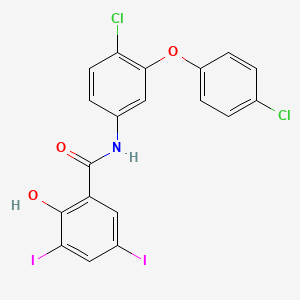 molecular formula C19H11Cl2I2NO3 B15288156 N-[4-chloro-3-(4-chlorophenoxy)phenyl]-2-hydroxy-3,5-diiodobenzamide 