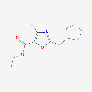 molecular formula C13H19NO3 B1528823 Ethyl 2-(cyclopentylmethyl)-4-methyl-1,3-oxazole-5-carboxylate CAS No. 1488609-79-5