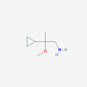 molecular formula C7H15NO B1528841 2-Cyclopropyl-2-methoxy-propylamine CAS No. 1416352-04-9