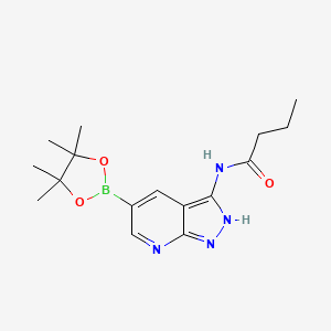 molecular formula C16H23BN4O3 B15288497 N-(5-(4,4,5,5-tetramethyl-1,3,2-dioxaborolan-2-yl)-1H-pyrazolo[3,4-b]pyridin-3-yl)butyramide 