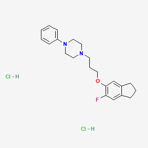 molecular formula C22H29Cl2FN2O B15288506 Piperazine, 1-(3-((6-fluoro-2,3-dihydro-1H-inden-5-yl)oxy)propyl)-4-phenyl-, dihydrochloride CAS No. 78114-74-6