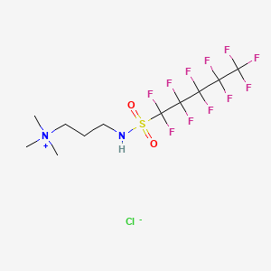 molecular formula C11H16F11N2O2S.Cl<br>C11H16ClF11N2O2S B15288563 Trimethyl-3-(((undecafluoropentyl)sulphonyl)amino)propylammonium chloride CAS No. 68957-55-1