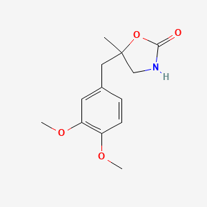 molecular formula C13H17NO4 B1528857 5-[(3,4-Dimethoxyphenyl)methyl]-5-methyl-1,3-oxazolidin-2-one CAS No. 1498514-60-5