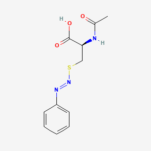 molecular formula C11H13N3O3S B15289086 L-Cysteine, N-acetyl-S-(phenylazo)- CAS No. 75365-06-9
