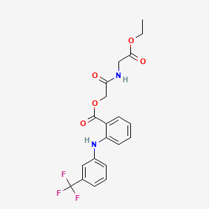 molecular formula C20H19F3N2O5 B15289656 Benzoic acid, 2-((3-(trifluoromethyl)phenyl)amino)-, 2-((2-ethoxy-2-oxoethyl)amino)-2-oxoethyl ester CAS No. 38004-33-0
