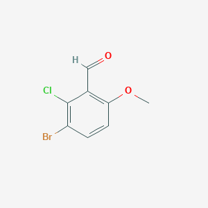 molecular formula C8H6BrClO2 B15289711 3-Bromo-2-chloro-6-methoxybenzaldehyde 