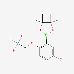 molecular formula C14H17BF4O3 B1528972 2-[5-Fluoro-2-(2,2,2-trifluoroethoxy)phenyl]-4,4,5,5-tetramethyl-1,3,2-dioxaborolane CAS No. 1079402-39-3