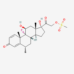 molecular formula C23H31FO7S B15289833 Pregna-1,4-diene-3,20-dione-9-fluoro-11beta,17,21-trihydroxy-6alpha-methyl-21-methanesulfonate 