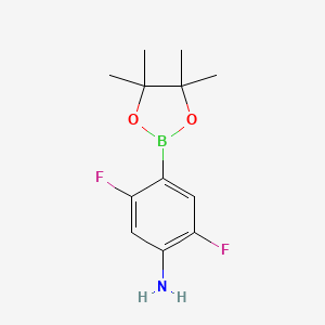 molecular formula C12H16BF2NO2 B1528984 2,5-Difluoro-4-(4,4,5,5-tetramethyl-1,3,2-dioxaborolan-2-YL)aniline CAS No. 939807-75-7