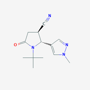 molecular formula C13H18N4O B1528996 (2R,3R)-1-tert-butyl-2-(1-methyl-1H-pyrazol-4-yl)-5-oxopyrrolidine-3-carbonitrile CAS No. 1808624-10-3