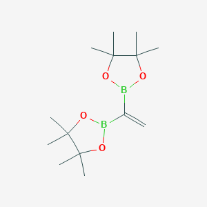 molecular formula C14H26B2O4 B15289994 1,3,2-Dioxaborolane, 2,2'-ethenylidenebis[4,4,5,5-tetramethyl- CAS No. 339166-89-1