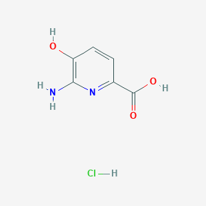 molecular formula C6H7ClN2O3 B1529051 6-Amino-5-hydroxypyridine-2-carboxylic acid hydrochloride CAS No. 1803601-59-3