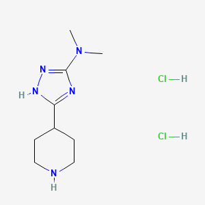 molecular formula C9H19Cl2N5 B1529062 N,N-dimethyl-5-(piperidin-4-yl)-1H-1,2,4-triazol-3-amine dihydrochloride CAS No. 1803582-03-7