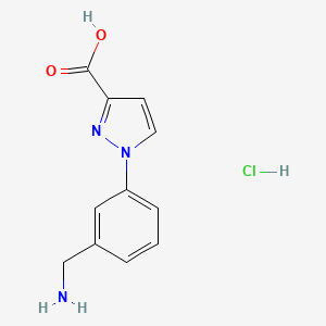 molecular formula C11H12ClN3O2 B1529063 1-[3-(aminomethyl)phenyl]-1H-pyrazole-3-carboxylic acid hydrochloride CAS No. 1803567-11-4