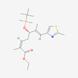 molecular formula C21H35NO3SSi B15290725 ethyl (2Z,5S,6E)-5-[tert-butyl(dimethyl)silyl]oxy-2,6-dimethyl-7-(2-methyl-1,3-thiazol-4-yl)hepta-2,6-dienoate 