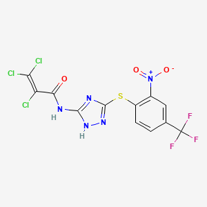 molecular formula C12H5Cl3F3N5O3S B15290728 N1-(5-{[2-nitro-4-(trifluoromethyl)phenyl]thio}-1H-1,2,4-triazol-3-yl)-2,3,3-trichloroacrylamide CAS No. 4728-29-4
