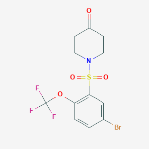 molecular formula C12H11BrF3NO4S B1529092 1-((5-Bromo-2-(trifluoromethoxy)phenyl)sulfonyl)piperidin-4-one CAS No. 1704065-49-5