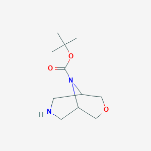 molecular formula C11H20N2O3 B1529098 叔丁基3-氧杂-7,9-二氮杂双环[3.3.1]壬烷-9-羧酸酯 CAS No. 1251010-45-3