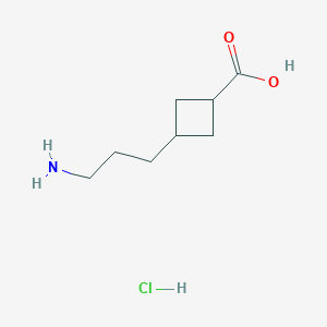 molecular formula C8H16ClNO2 B15291145 3-(3-Aminopropyl)cyclobutane-1-carboxylic acid hydrochloride 
