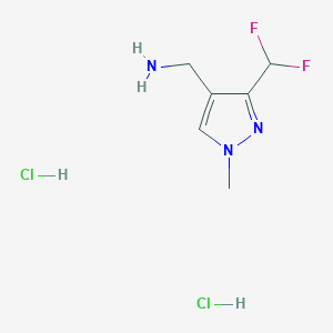 molecular formula C6H11Cl2F2N3 B15291174 [3-(difluoromethyl)-1-methyl-1H-pyrazol-4-yl]methanamine dihydrochloride 