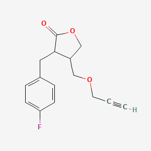 molecular formula C15H15FO3 B15291356 Dihydro-3-(p-fluorobenzyl)-5-(2-propynyloxymethyl)-2(3H)-furanone CAS No. 27850-30-2
