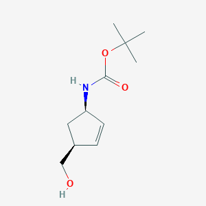 molecular formula C11H19NO3 B152915 tert-butyl ((1R,4S)-4-(hydroxymethyl)cyclopent-2-en-1-yl)carbamate CAS No. 168960-18-7