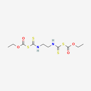 molecular formula C10H16N2O4S4 B15291797 Carbonic acid, thio-, bis(anhydrosulfide) with ethylenebis(dithiocarbamic acid), diethyl ester CAS No. 19657-27-3