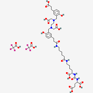 molecular formula C48H64F6N6O21 B15291830 (2S)-2-[[(1S)-1-carboxy-5-[6-[3-[3-[[2-[[5-(2-carboxyethyl)-2-hydroxyphenyl]methyl-(carboxymethyl)amino]ethyl-(carboxymethyl)amino]methyl]-4-hydroxyphenyl]propanoylamino]hexanoylamino]pentyl]carbamoylamino]pentanedioic acid;2,2,2-trifluoroacetic acid 