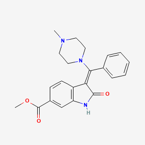 molecular formula C22H23N3O3 B15292054 methyl (3E)-3-[(4-methylpiperazin-1-yl)-phenylmethylidene]-2-oxo-1H-indole-6-carboxylate 