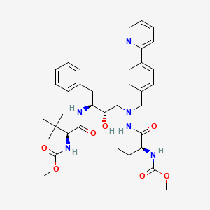 molecular formula C37H50N6O7 B15292073 methyl N-[(1S)-1-[[(1S,2S)-1-benzyl-2-hydroxy-3-[[[(2S)-2-(methoxycarbonylamino)-3-methyl-butanoyl]amino]-[[4-(2-pyridyl)phenyl]methyl]amino]propyl]carbamoyl]-2,2-dimethyl-propyl]carbamate CAS No. 198904-33-5