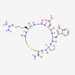 molecular formula C35H49N11O9S2 B15292341 deamino-Cys(1)-hArg-Gly-D-Asp-D-Trp-Pro-Cys(1)-NH2 