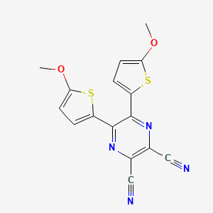 molecular formula C16H10N4O2S2 B15292492 5,6-Bis(5-methoxythiophen-2-yl)pyrazine-2,3-dicarbonitrile 