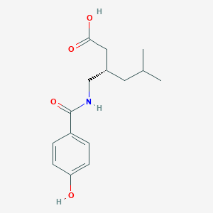 molecular formula C15H21NO4 B15292704 Pregabalin Paraben Amide ((3S)-3-[[(4-Hydroxybenzoyl)amino]methyl]-5-methyl Hexanoic Acid) 