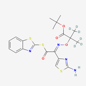 molecular formula C20H22N4O4S3 B15292808 tert-butyl 2-[(E)-[1-(2-amino-1,3-thiazol-4-yl)-2-(1,3-benzothiazol-2-ylsulfanyl)-2-oxoethylidene]amino]oxy-3,3,3-trideuterio-2-(trideuteriomethyl)propanoate 
