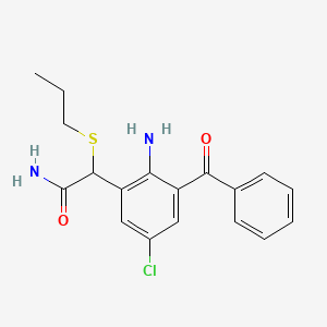 molecular formula C18H19ClN2O2S B15293079 2-Amino-3-benzoyl-5-chloro-alpha-(propylthio)benzeneacetamide 