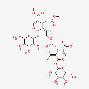 molecular formula C35H48O22 B15293136 methyl (5Z)-5-ethylidene-4-[2-[(2Z)-2-[5-methoxycarbonyl-4-(2-methoxy-2-oxoethyl)-2-[3,4,5-trihydroxy-6-(hydroxymethyl)oxan-2-yl]oxy-4H-pyran-3-ylidene]ethoxy]-2-oxoethyl]-6-[3,4,5-trihydroxy-6-(hydroxymethyl)oxan-2-yl]oxy-4H-pyran-3-carboxylate 