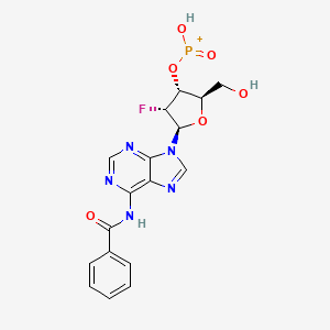 molecular formula C17H16FN5O6P+ B15293141 [(2R,3R,4R,5R)-5-(6-benzamidopurin-9-yl)-4-fluoro-2-(hydroxymethyl)oxolan-3-yl]oxy-hydroxy-oxophosphanium 