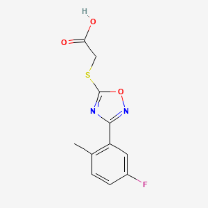 molecular formula C11H9FN2O3S B1529330 2-{[3-(5-Fluoro-2-methylphenyl)-1,2,4-oxadiazol-5-yl]sulfanyl}acetic acid CAS No. 1410597-97-5