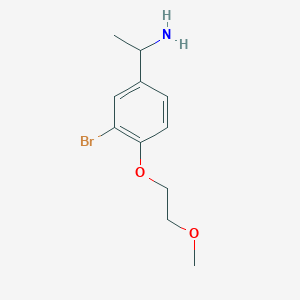 molecular formula C11H16BrNO2 B1529337 1-[3-Bromo-4-(2-methoxyethoxy)-phenyl]-ethylamine CAS No. 1339613-48-7