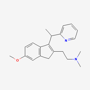 molecular formula C21H26N2O B15293377 6-Methoxy-N,N-dimethyl-3-[1-(2-pyridinyl)ethyl]-1H-indene-2-ethanamine 