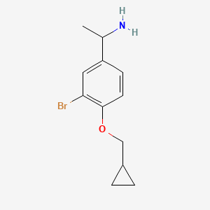 molecular formula C12H16BrNO B1529338 1-(3-Bromo-4-cyclopropylmethoxyphenyl)-ethylamine CAS No. 1342961-31-2