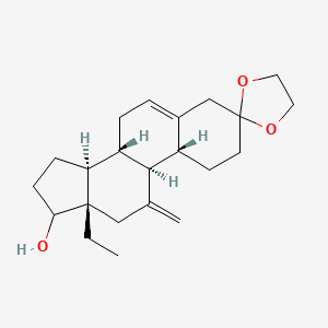 molecular formula C22H32O3 B15293384 13-ethyl-17-hydroxy-11-methylene-Gon-5-en-3-one cyclic 1,2-ethanediyl acetal 