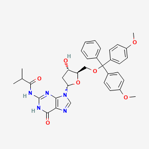 molecular formula C35H37N5O7 B15293394 N-[9-[(2S,4S,5R)-5-[[bis(4-methoxyphenyl)-phenylmethoxy]methyl]-4-hydroxyoxolan-2-yl]-6-oxo-1H-purin-2-yl]-2-methylpropanamide 
