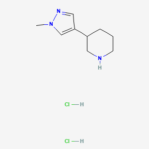 molecular formula C9H17Cl2N3 B15293486 3-(1-methyl-1H-pyrazol-4-yl)piperidine dihydrochloride 
