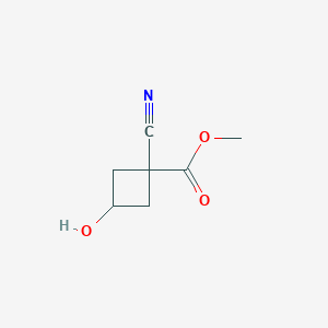molecular formula C7H9NO3 B15293646 Methyl 1-cyano-3-hydroxycyclobutane-1-carboxylate 